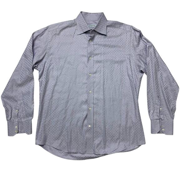 Versace Collection City Button Down Dress Shirt Men Purple 43 17